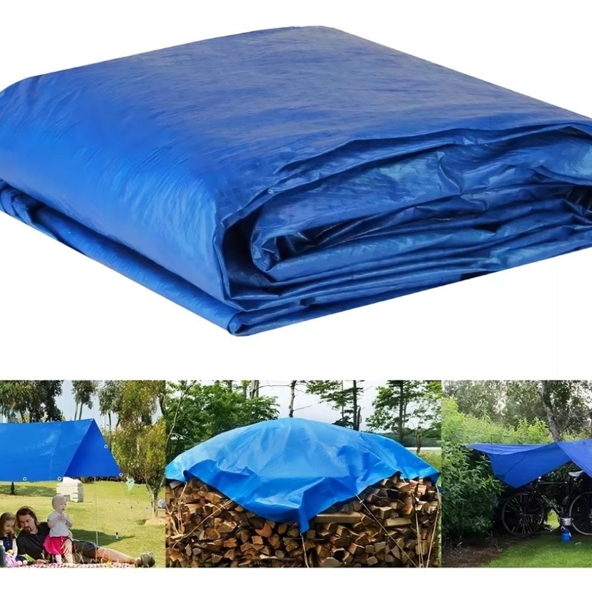 GENERICO - Lona Impermeable Azul Multifuncional 6 x 4 Metros