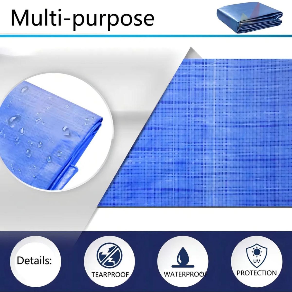 GENERICO - Lona Impermeable Azul Multifuncional 6 x 4 Metros