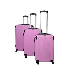 GENERICO - Set 3 Maletas Rigidas Ruedas 360- rosado pastel 28