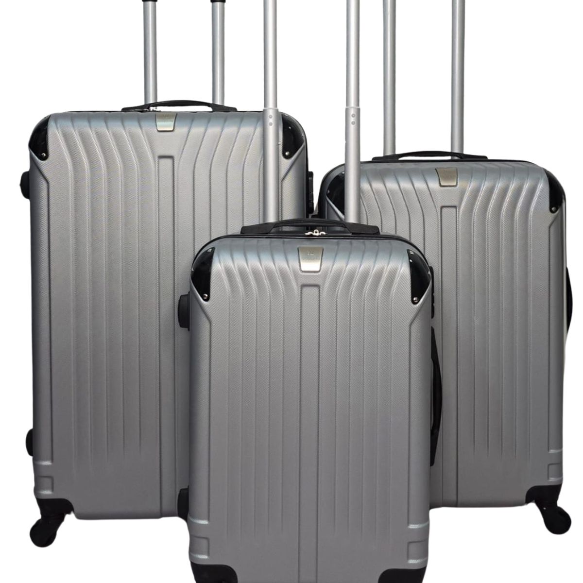 GENERICO - Set 3 Maletas Rigidas Ruedas 360- plateado 28.