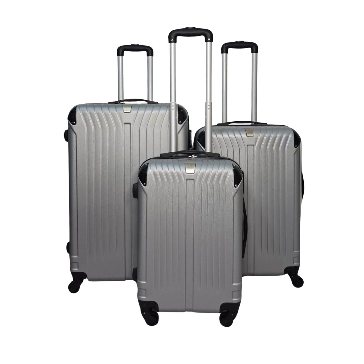 GENERICO - Set 3 Maletas Rigidas Ruedas 360- plateado 28.