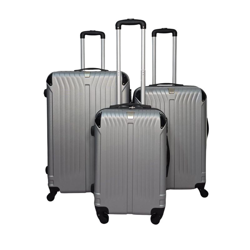GENERICO - Set 3 Maletas Rigidas Ruedas 360- plateado 28