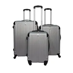 GENERICO - Set 3 Maletas Rigidas Ruedas 360- plateado 28