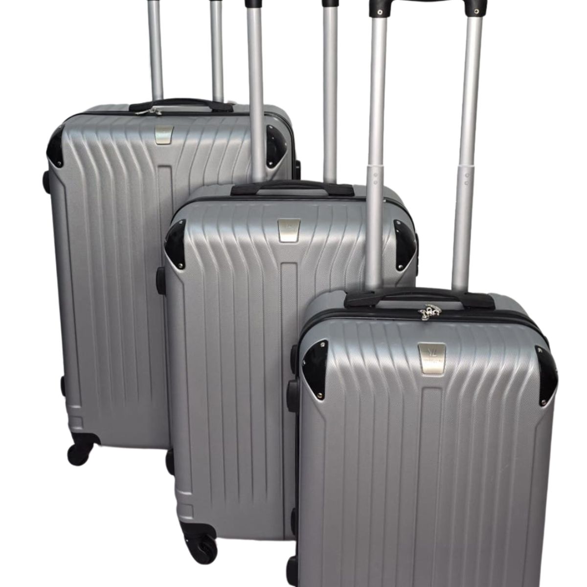 GENERICO - Set 3 Maletas Rigidas Ruedas 360- plateado 28.