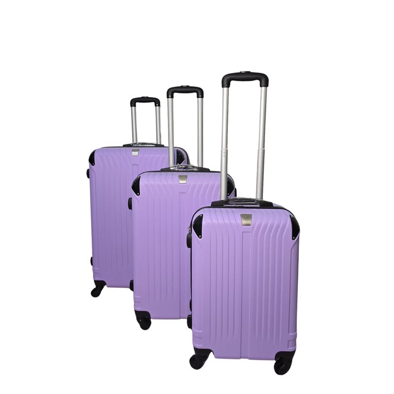 GENERICO - Set 3 Maletas Rigidas Ruedas 360- Lila 28