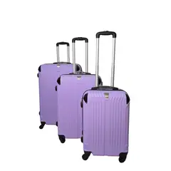 GENERICO - Set 3 Maletas Rigidas Ruedas 360- Lila 28