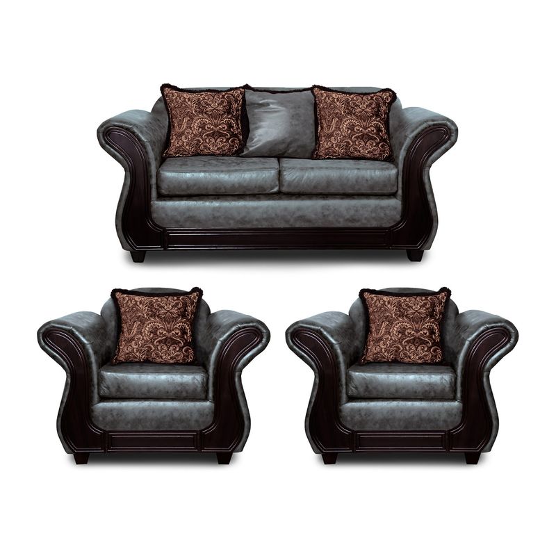 ADONIS LEUDH - Living 2+1+1 Palermo Envejecido Extra Grande Gris Con Pelitos