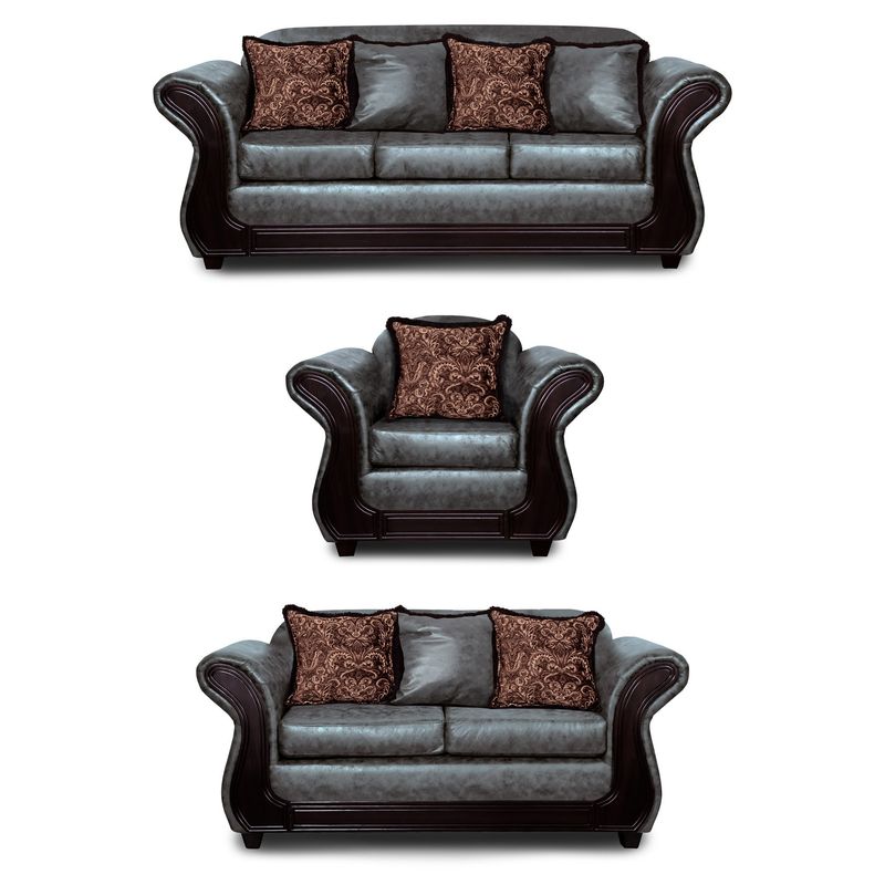 ADONIS LEUDH - Living 3+2+1 Palermo Envejecido Extra Grande Gris Con Pelitos