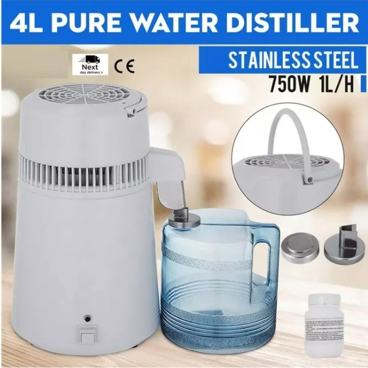 METEX - Destilador De Agua 4lts 750w Purificador Portatil