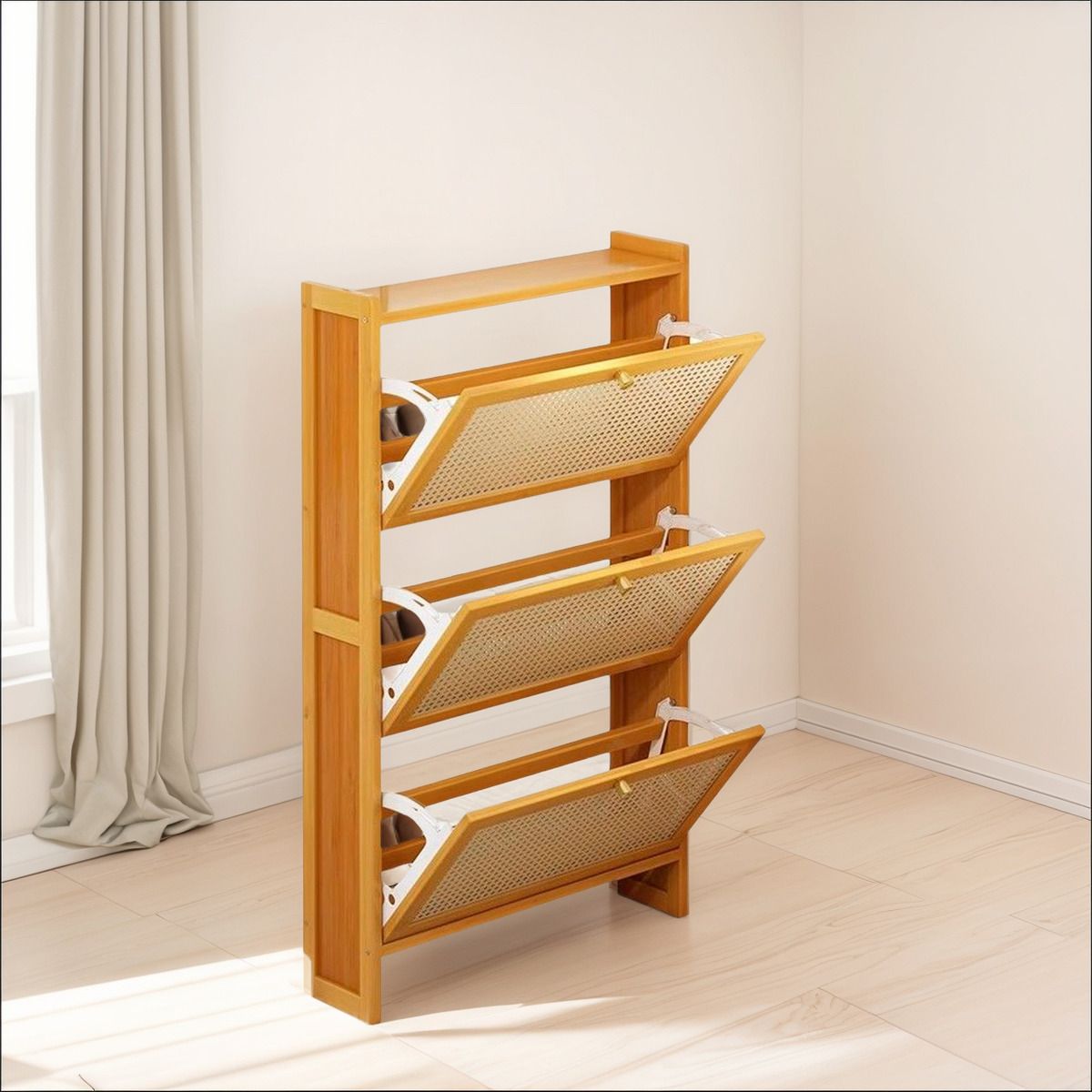 ANYHOGAR - Zapatero Organizador 3 Puertas Bambu Chic Home-
