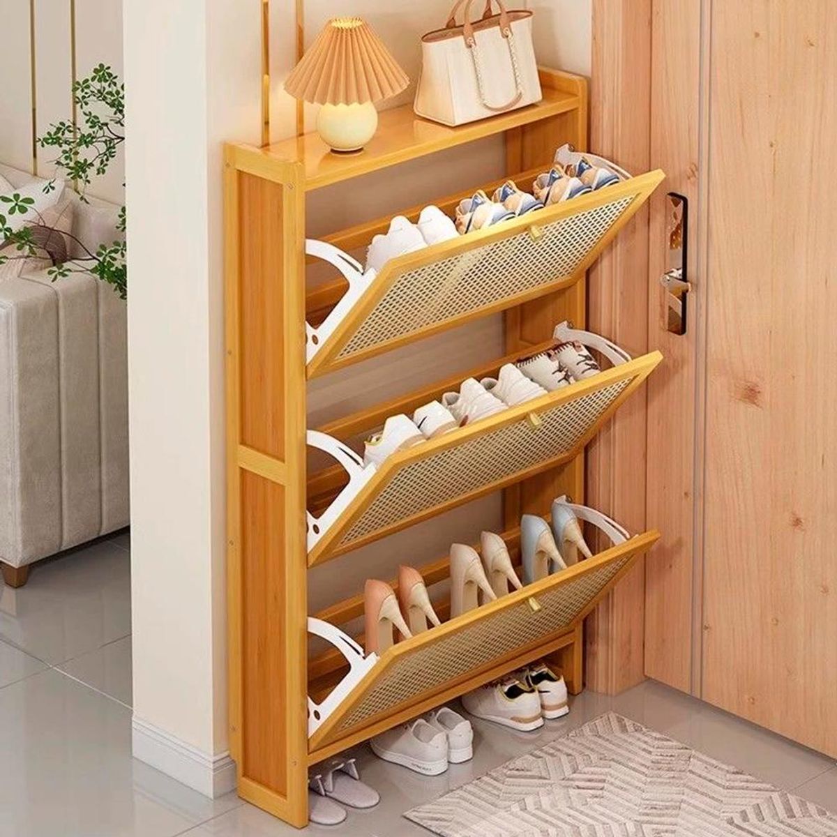 ANYHOGAR - Zapatero Organizador 3 Puertas Bambu Chic Home-