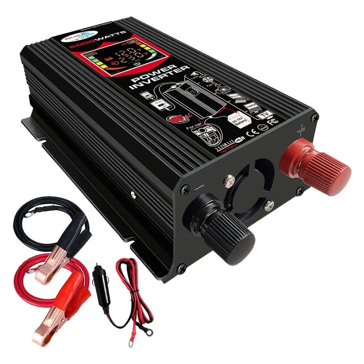 METEX - Inversor De Corriente Para Coche 6000w 12v A 220v