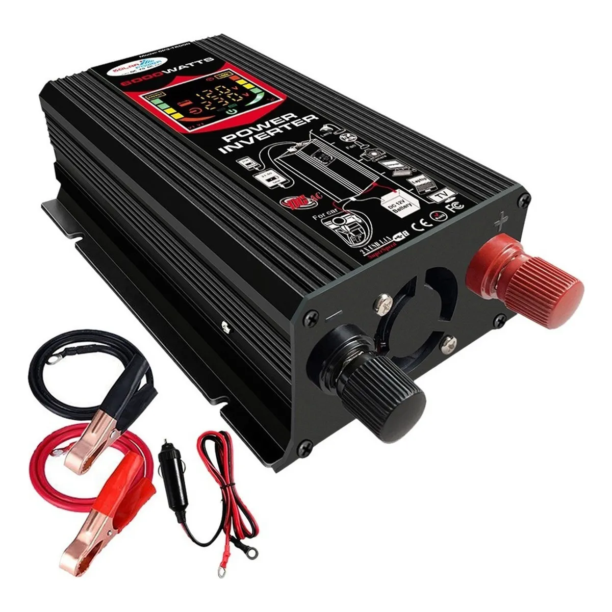 METEX - Inversor De Corriente Para Coche 6000w 12v A 220v