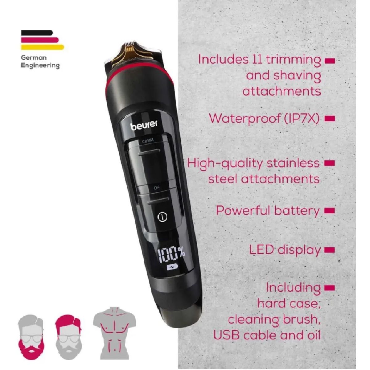 BEURER - Afeitadora Corporal Multigroom Resistente Agua Beurer Mn9x