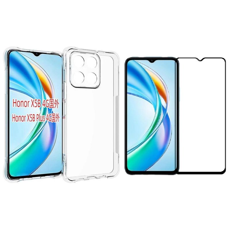 GENERICO - Carcasa Antishock Transparente Para Honor X5B Plus 4g + Lamina Completa - Agua