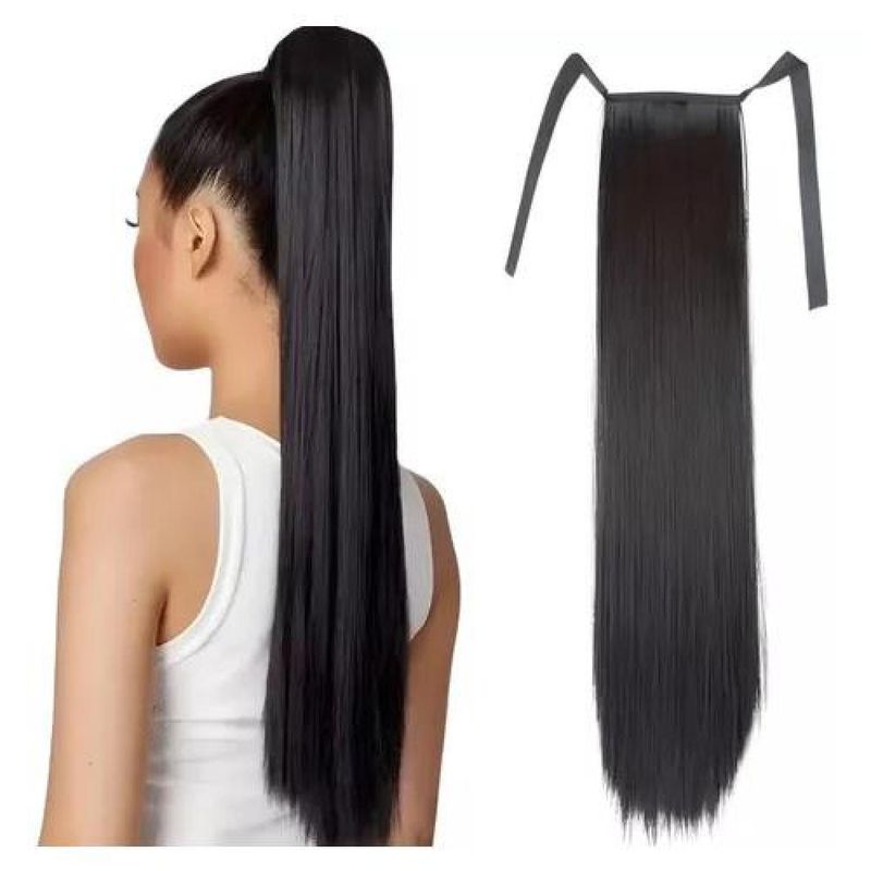 GENERICO - Postizos de extensiones de cola fibra Kanekalon pelo liso