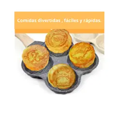 GENERICO - Sartén 4 Divisiones Huevos Hamburguesas Hot Cake Con Diseños.