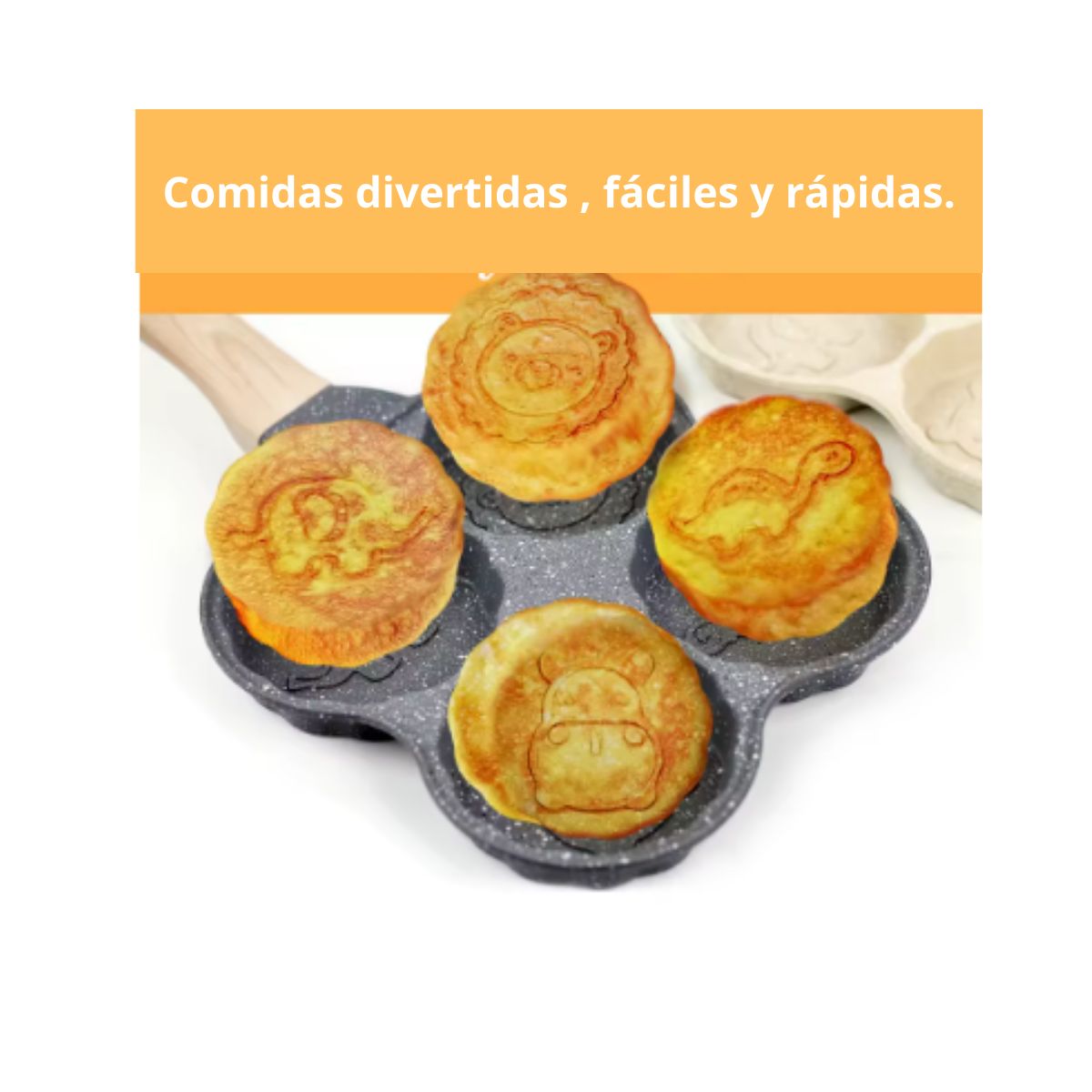 GENERICO - Sartén 4 Divisiones Huevos Hamburguesas Hot Cake Con Diseños