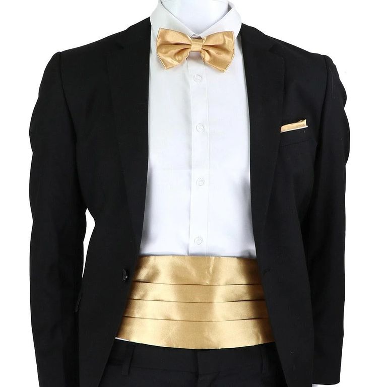 Set faja formal ajustable poliester corbatin y pano para matrimonio Dorado TALLA UNICA