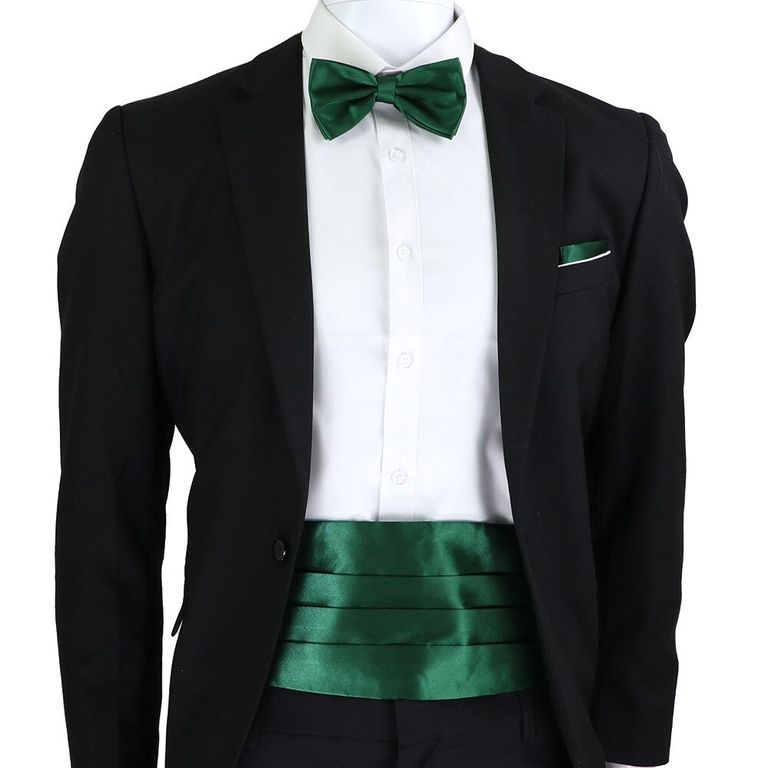 Set faja formal ajustable poliester corbatin y pano para matrimonio Esmeralda TALLA UNICA