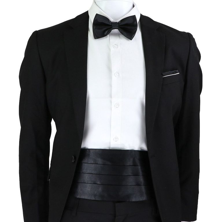 Set faja formal ajustable poliester corbatin y pano para matrimonio Negro TALLA UNICA