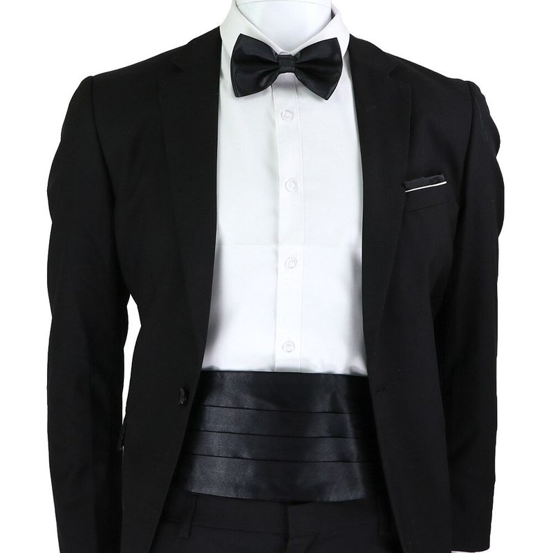 SN SONEC - Set faja formal ajustable poliester corbatin y paño para matrimonio