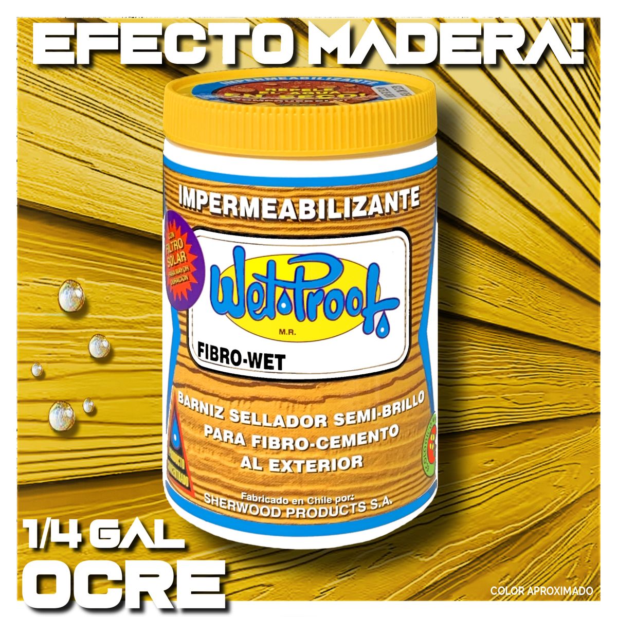 WETPROOF - FIBROCEMENTO SIDING BARNIZ IMPERMEABLE WET PROOF® FIBROWET OCRE 1-4 GL