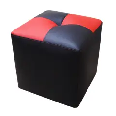 MUEBLES HVM - Puff HVM Negro y Rojo Cuero