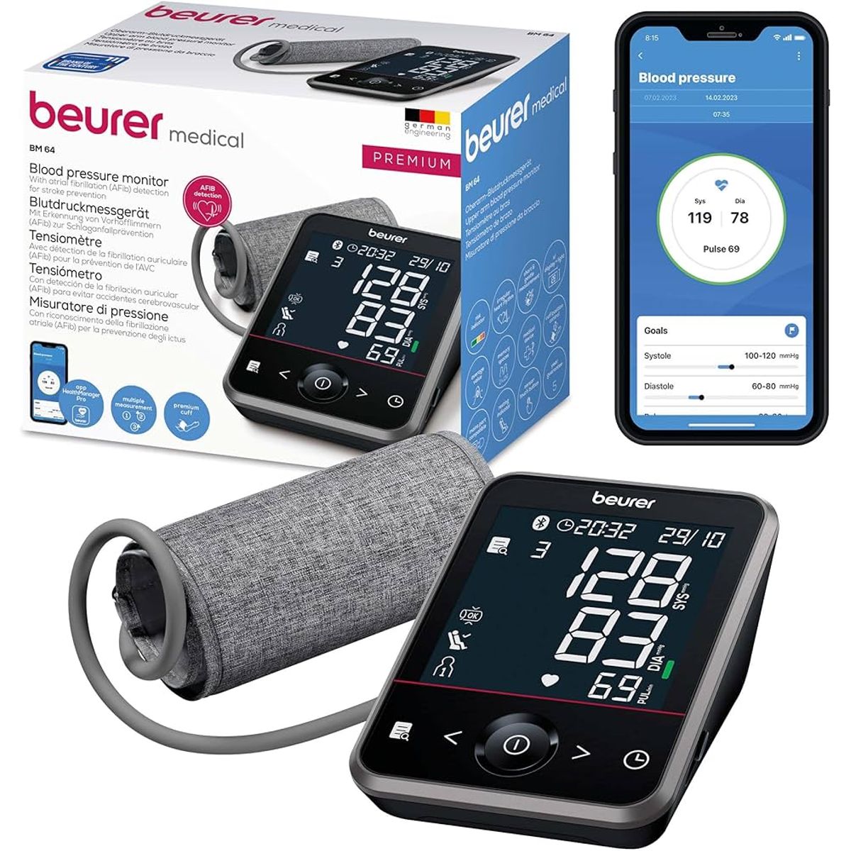 BEURER - Tensiómetro Digital Brazo Pantalla Xl Bluetooth Beurer Bm 64
