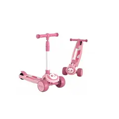 GENERICO - Scooter Infantil Premium Oso Panda Rueda Con Luces Pink