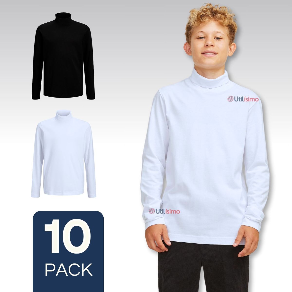 UTILISIMO - Pack 10 Camisetas Poleras Beatle Algodón Niño Primera Capa