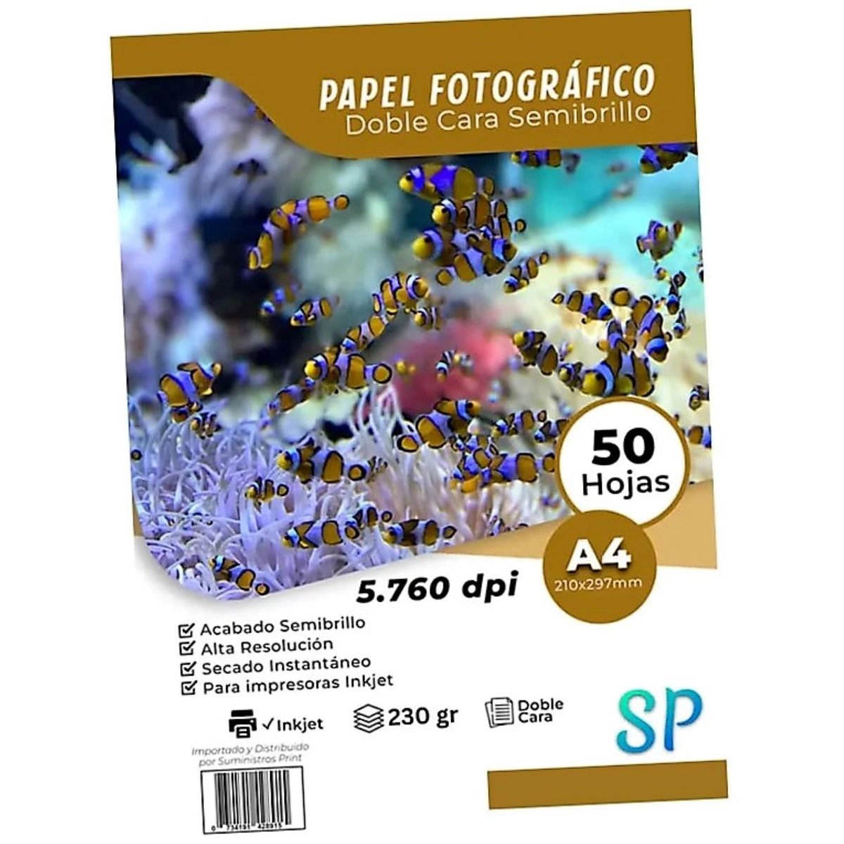 GENERICO - Papel Fotográfico Semibrillo Doble Cara 230 g A4 X 50 Hojas