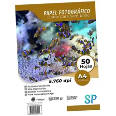 GENERICO - Papel Fotográfico Semibrillo Doble Cara 230 g A4 X 50 Hojas