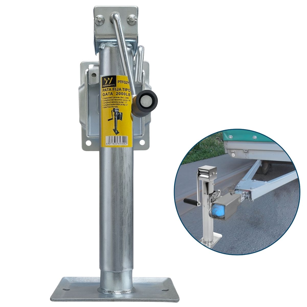 GRUPO UYUSA UYUSTOOLS - Pata Carro de Arrastre Abatible 2000 Libras Ferrawyy