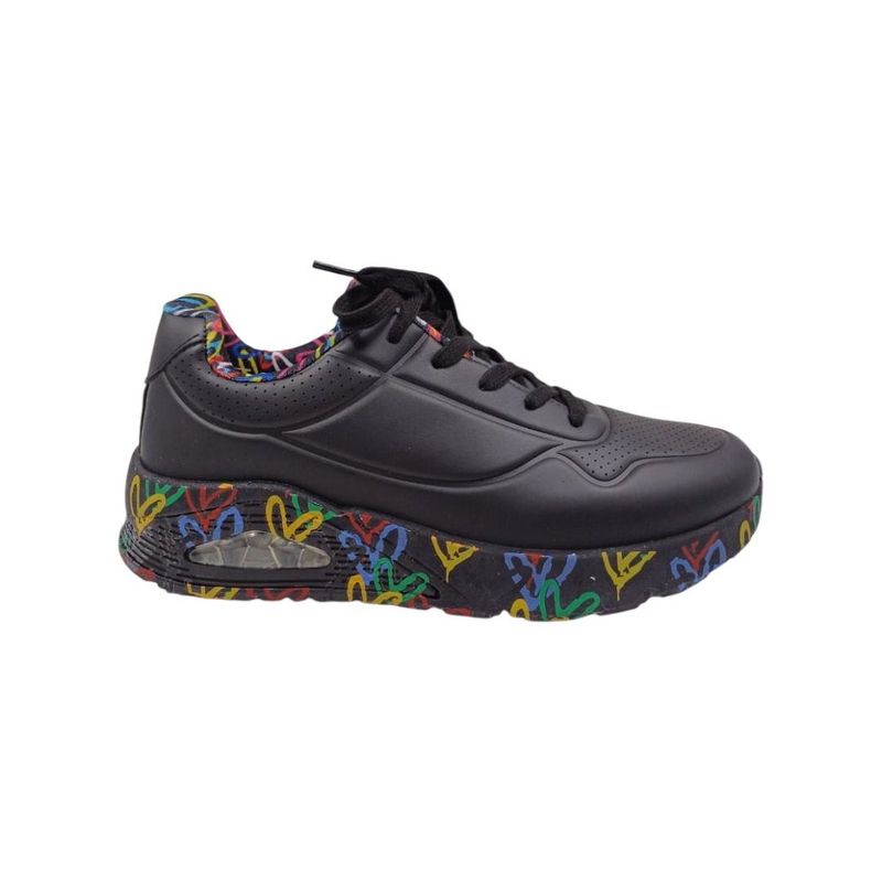 HERIEL - Zapatilla Negra Corazones Mujer