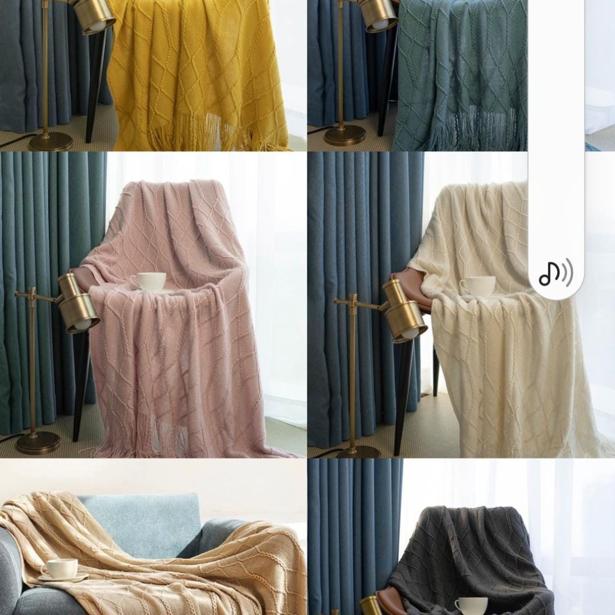 GENERICO - MANTA TIPO CHENILLE TEJIDA SUAVE DECORATIVA PARA SOFA Y CAMA FLECOS