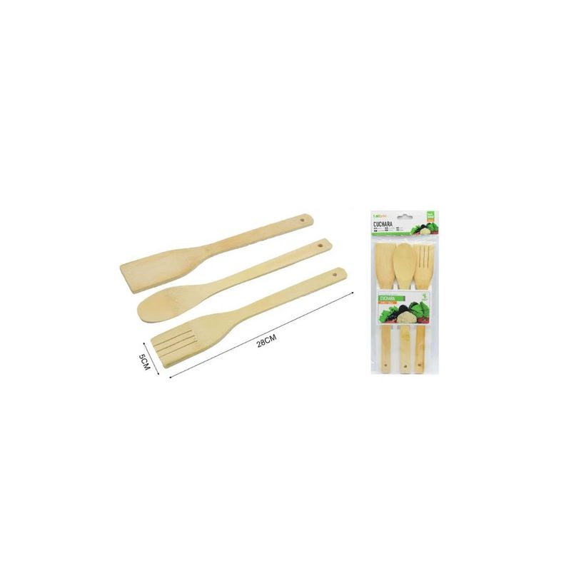 GENERICO - UTENSILIOS DE MADERA 3PCS 28CM
