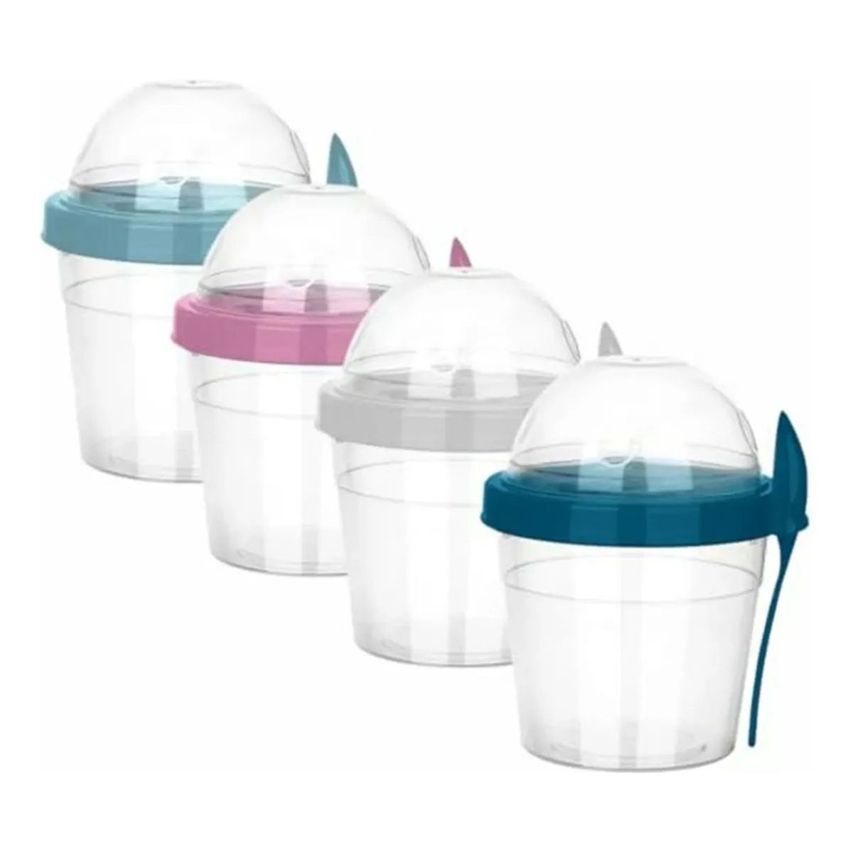 TITIZ - Vaso Para Yogurt Cereales Y Frutas Titiz + Cuchara- Azul