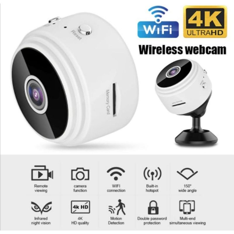 GENERICO - Mini Cámara Espia 1080P A9 wifi vision nocturna, 1080 P Color Blanco.