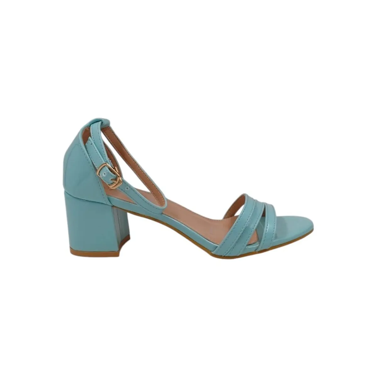 HERIEL - Sandalia Azul Taco Bajo Mujer.