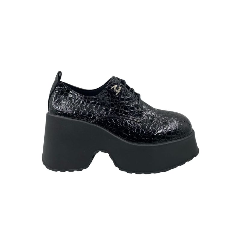 HERIEL - Zapato Negro Charol Plataforma Mujer.
