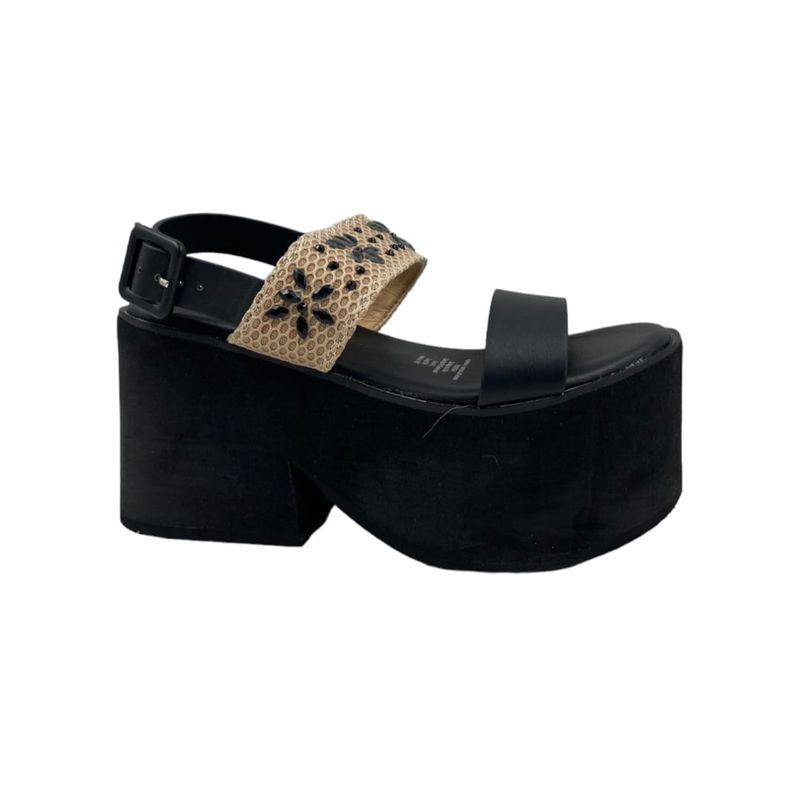 HERIEL - Sandalia Negra Plataforma Mujer.