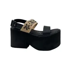 HERIEL - Sandalia Negra Plataforma Mujer.