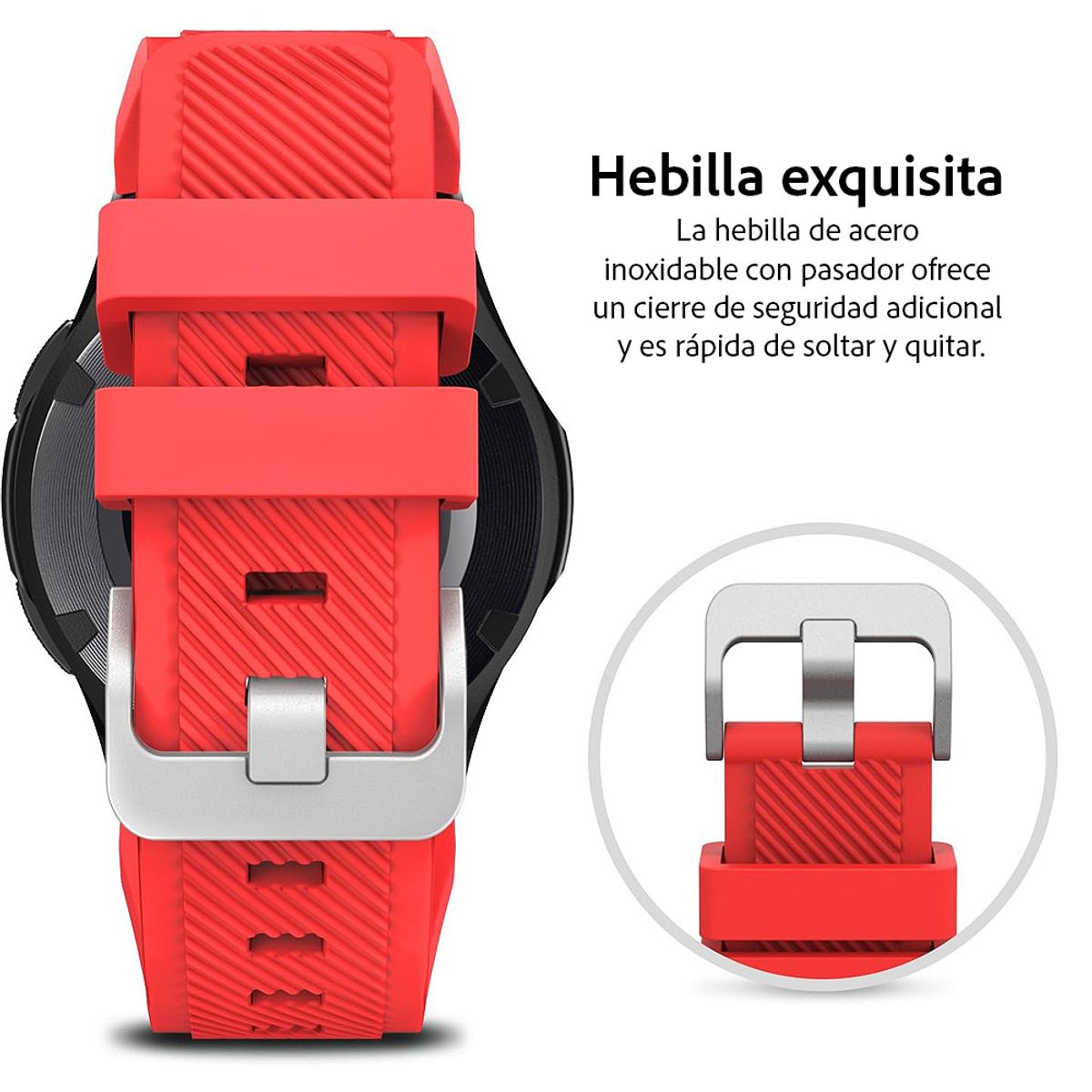 GENERICO - Correa Deportiva Roja  22mm Universal – Cómoda y Segura