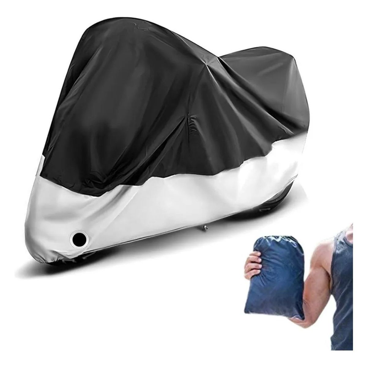 MUNDO MAGIA - Funda Lona Cubre Moto Impermeable Anti Lluvia Polvo Uv Negro