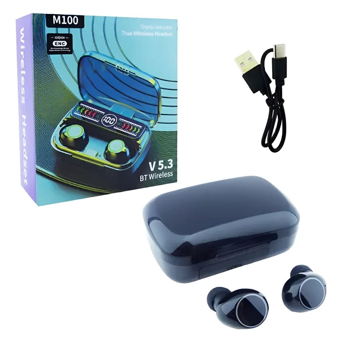 GENERICO - Audifonos Bluetooth con Carcasa recargable M100 V 5.3