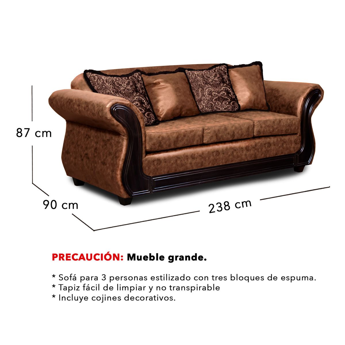 ADONIS LEUDH - Living 3+2+1 Palermo Envejecido Extra Grande Terracota Con Pelitos