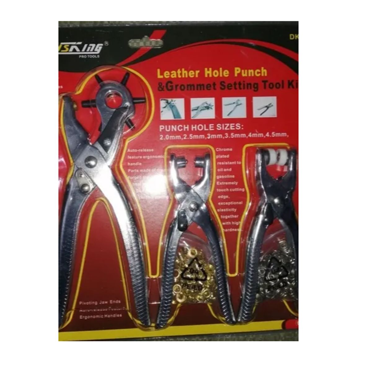 GENERICO - Set Alicates Sacabocados Ojetillo Y Presa Mas Accesorios
