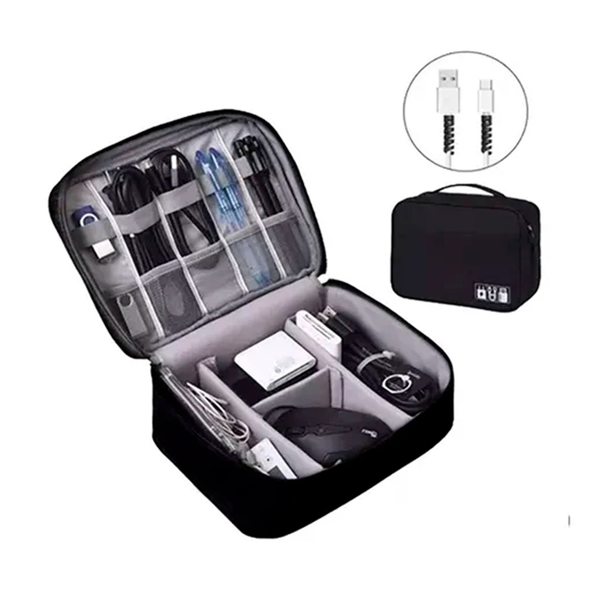 OFERTABKN - Bolso Organizador De Cables Y Accesorios Viaje Negro