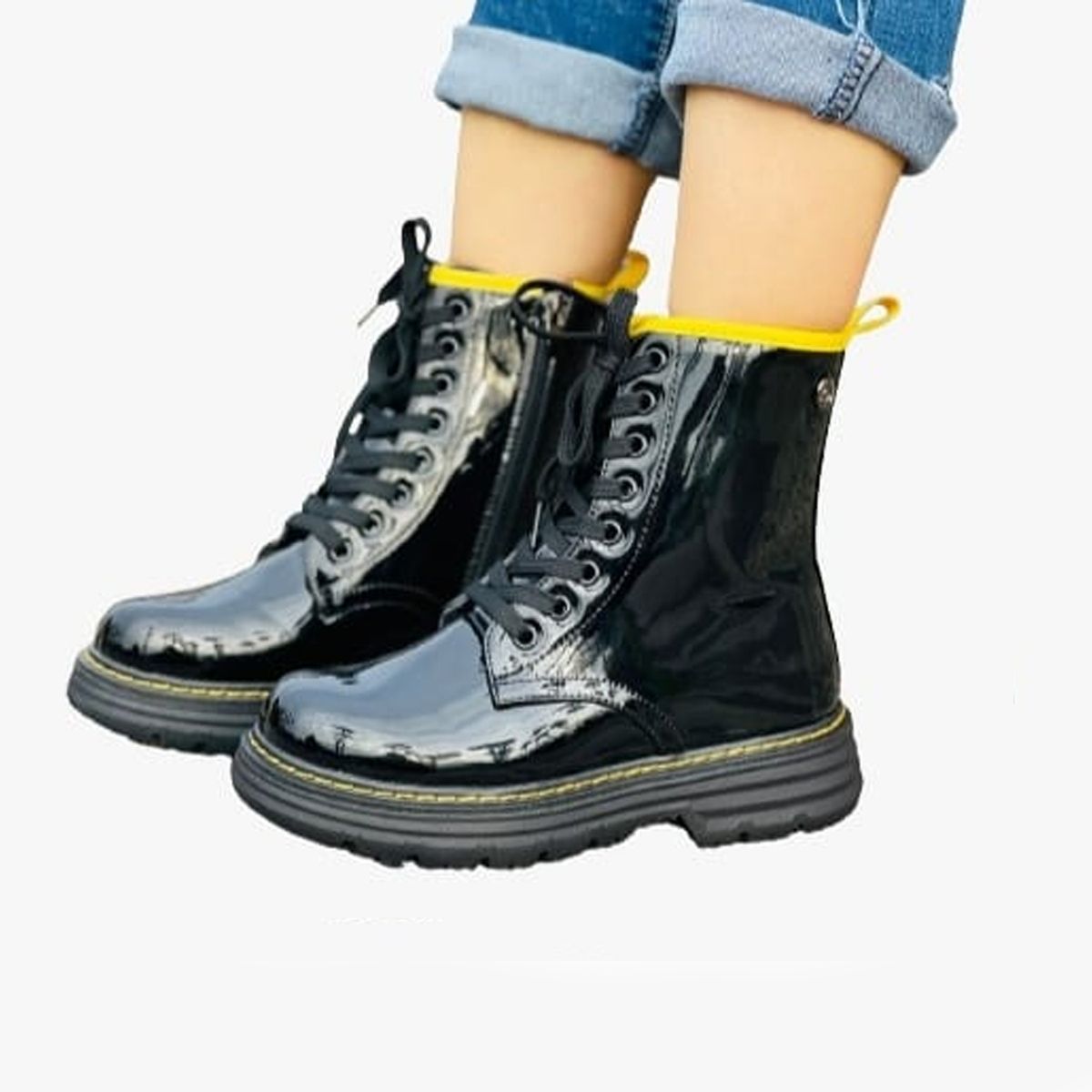 HERIEL - Botín Charol Combat Mujer